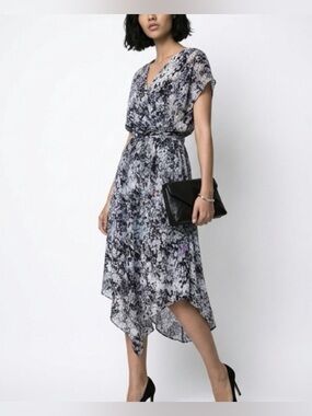 Jennifer Lopez Black & White Floral High-Low Dress